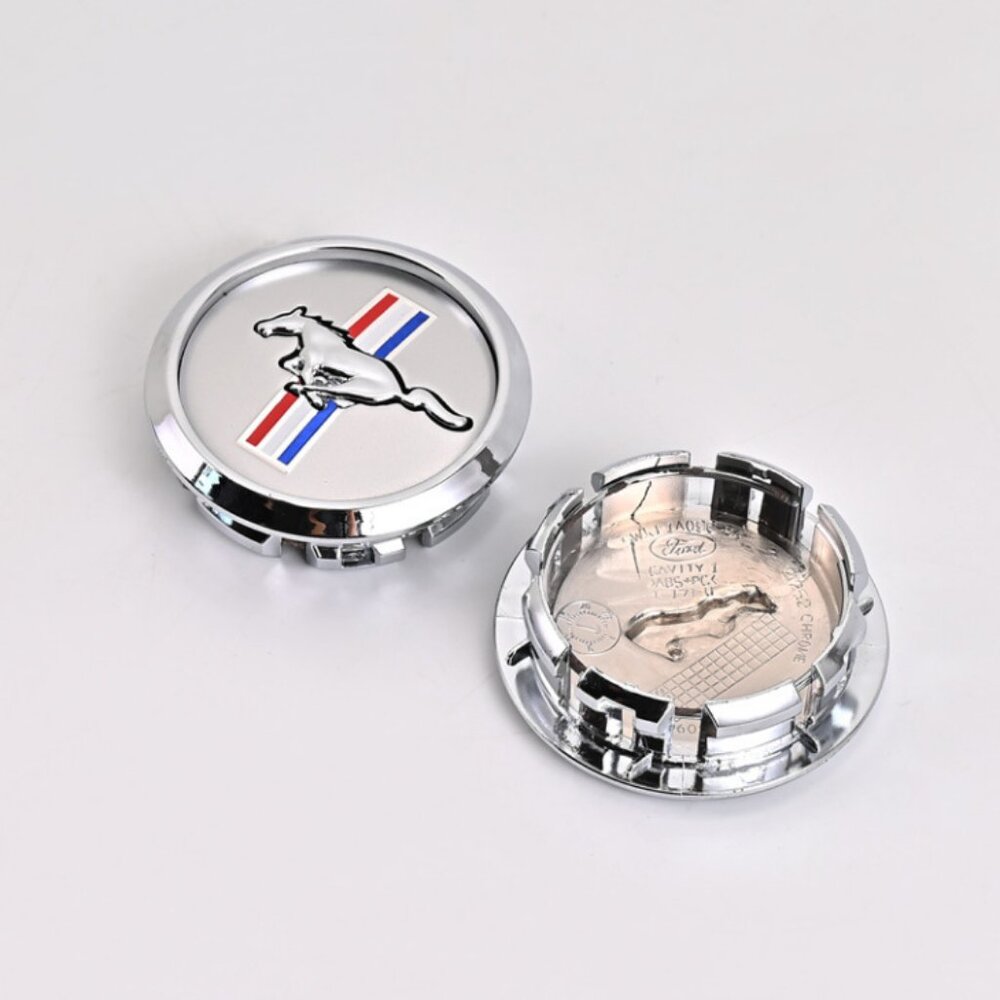New Set of 4 Ford Mustang Wheel Rim Center Caps Tri-Bar Pony Logo Running Horse